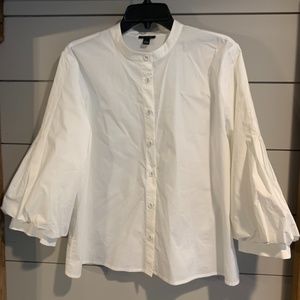 White Ann Taylor balloon sleeve blouse